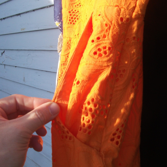 Eliza J NY Sz 4 ORANGE 100% COTTON 2 POCKETS Dress - Picture 3 of 6
